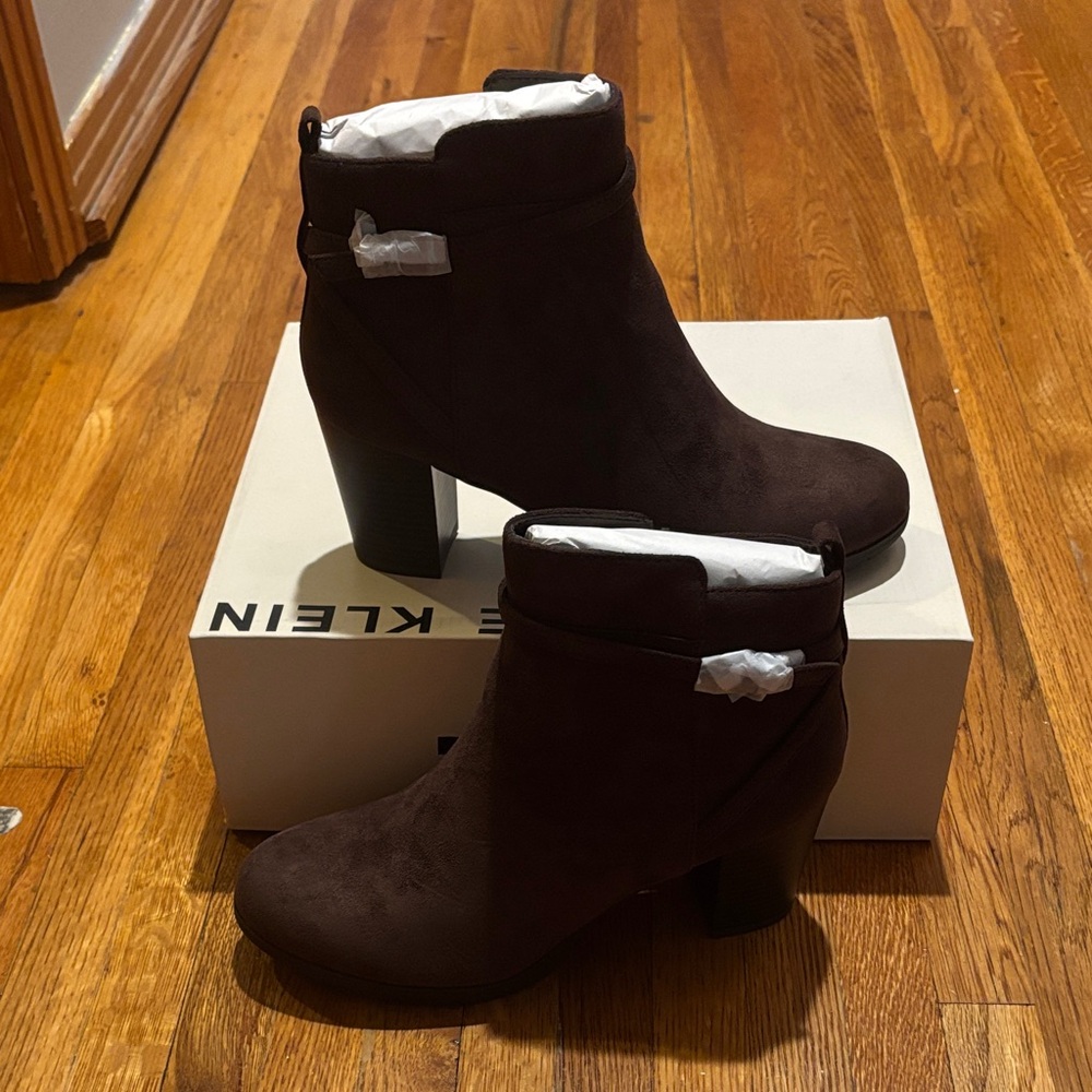Calvin Klein Dark Brown Suede Heeled Ankle Boots
